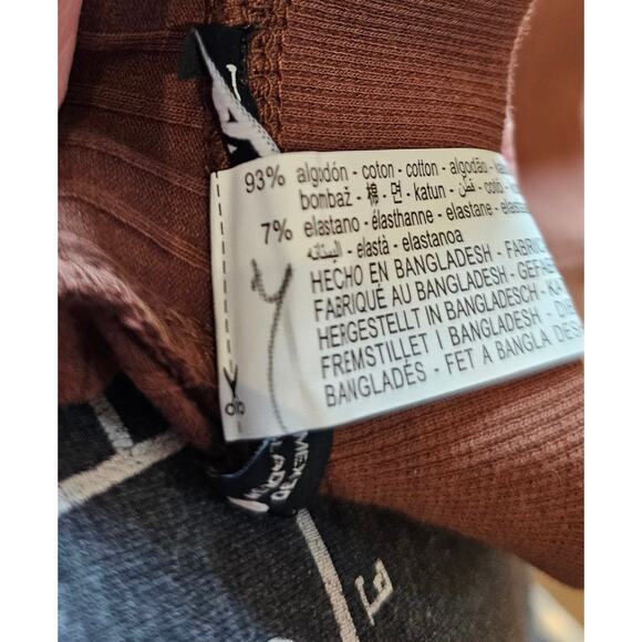 NWT Zara Ribbed Long Skirt Womens Size Large Brown Stretch Midi Maxi w Slit (b4) - Picture 8 of 8